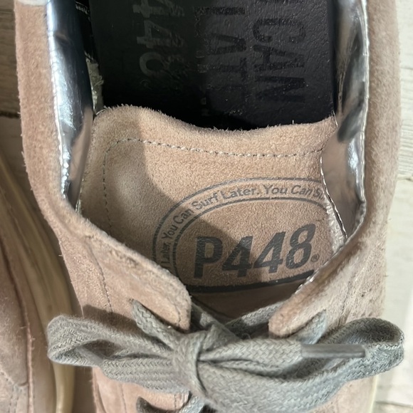 P448 John Sneakers Womens 43 US 12.5-13 Blush Pale Pink Suede Low Top Shoes - Picture 8 of 10